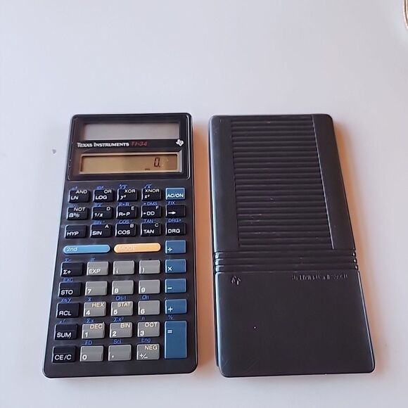 Vintage Texas‎ Instruments TI-34 Scientific Solar Calculator & Cover - Picture 1 of 7